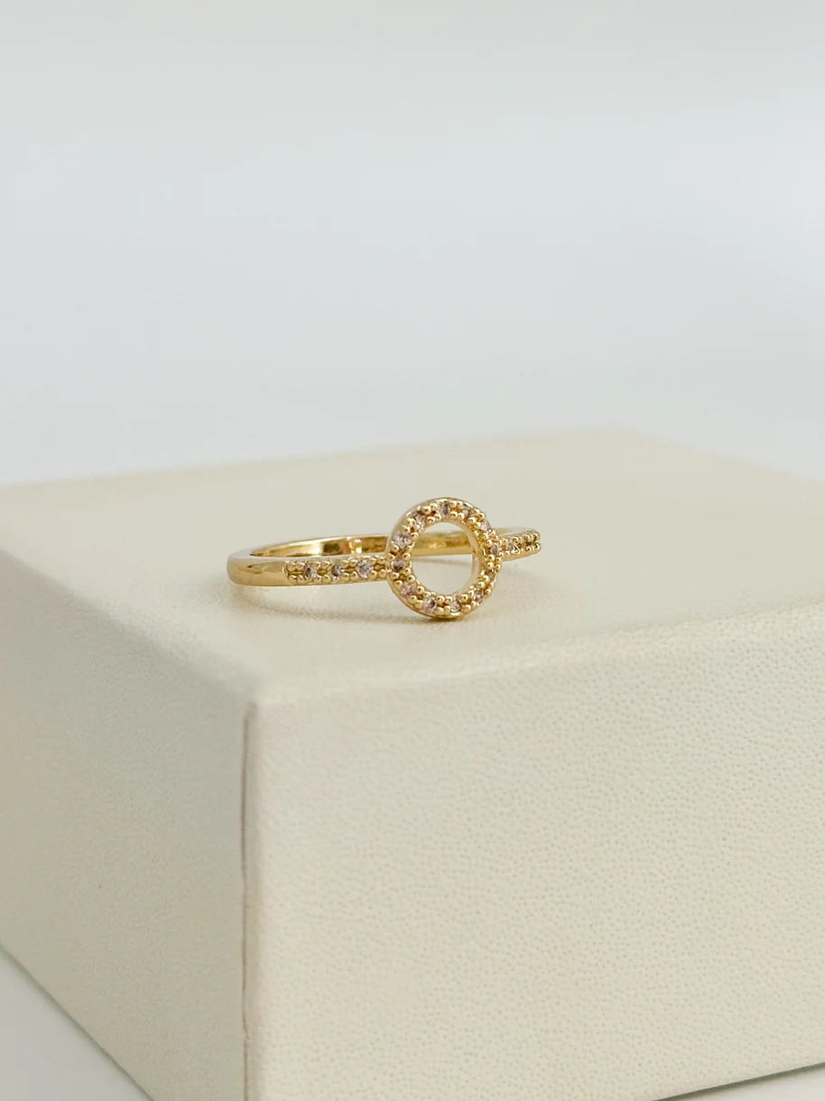Anillo circulo circon blanco