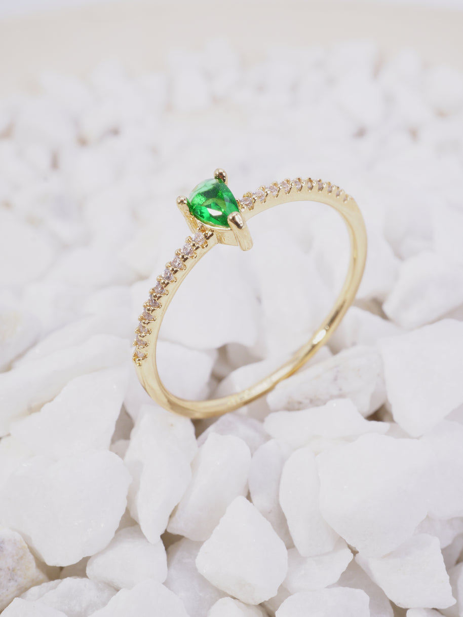 Anillo gota verde