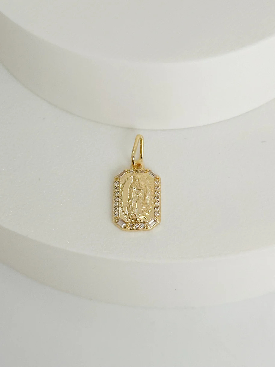 Guadalupe borde octagonal con circon blanco